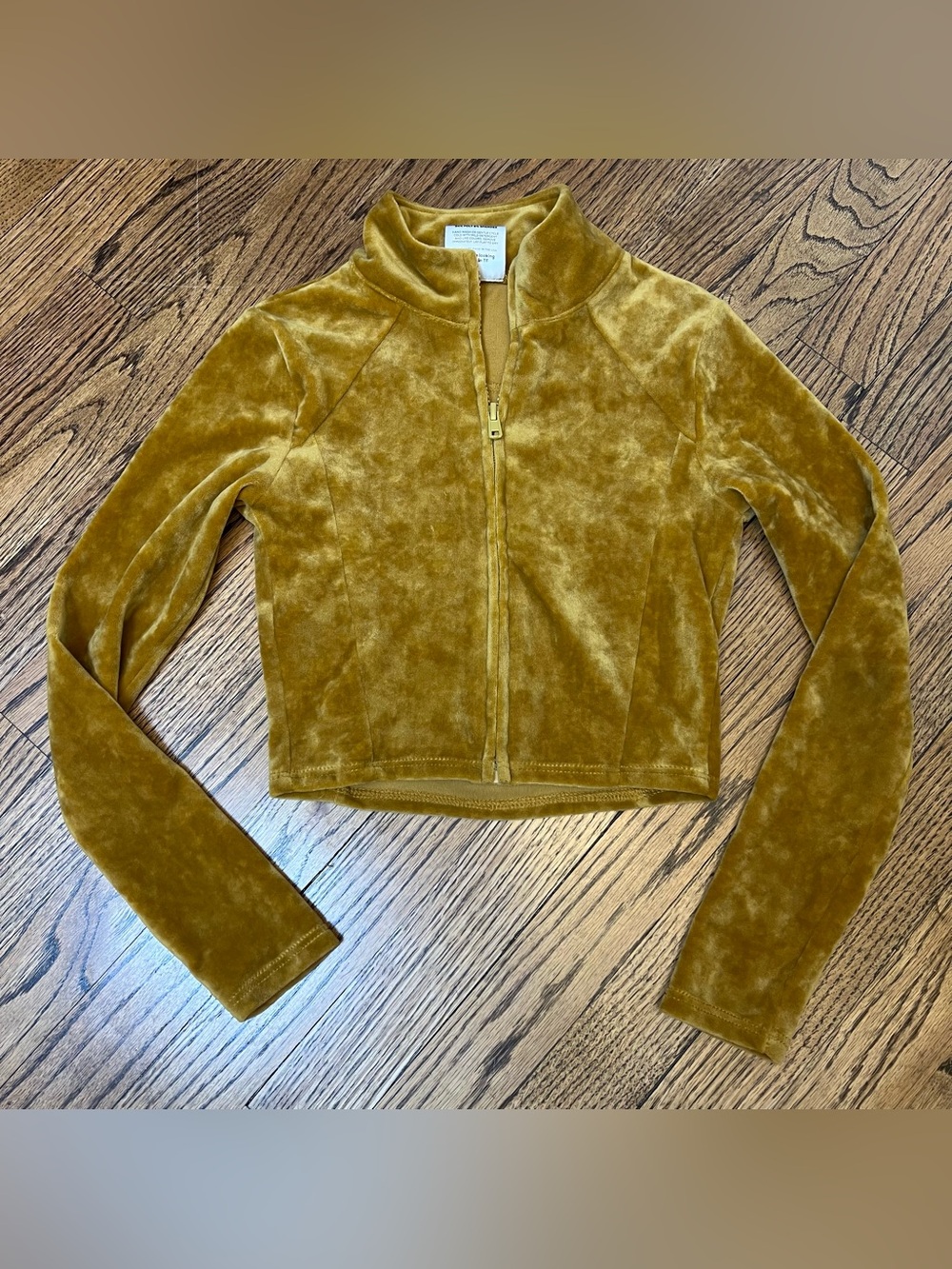 Tiger Friday Gold Yellow Size Child XL Velvet Crop Long Sleeve Top Jacket Dance
